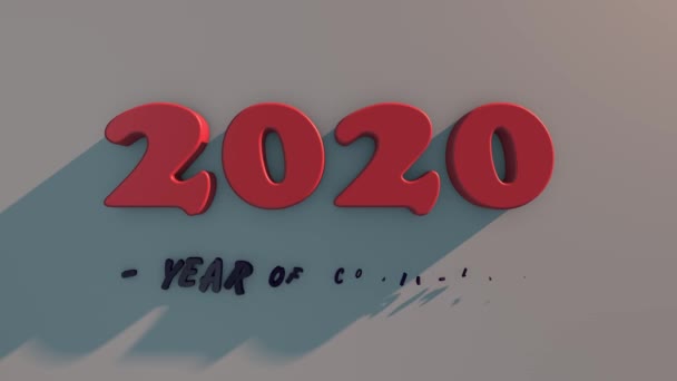Animazione 3D del testo del 2020 con coronavirus. Il testo cambia in 2021 nuovo anno con la didascalia "Felice anno nuovo". L'idea di sconfiggere il coronavirus nel 2021. - Filmati, video