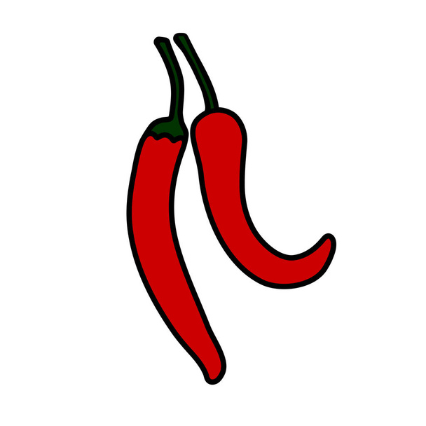 Vector red chilli pepper illustration on white background - Vector, Image