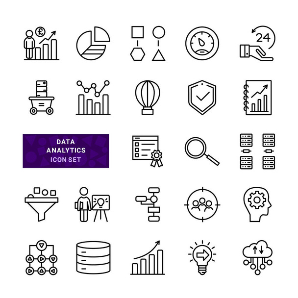 Data Analysis Related Vector Line Icons. Simple vector - Vector, Image
