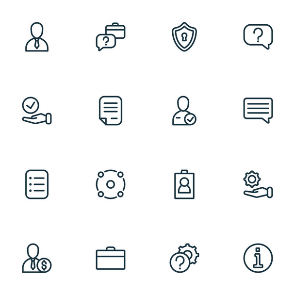Business icons line style set with id, employee, privacy and other check elements. Isolated illustration business icons. - Photo, Image