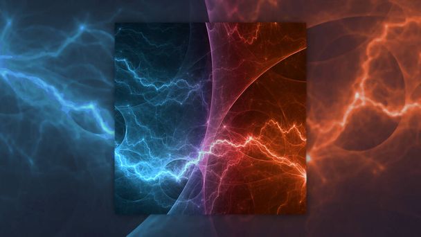Fogo e raios de gelo, fundo de plasma com corte quadrado - Foto, Imagem