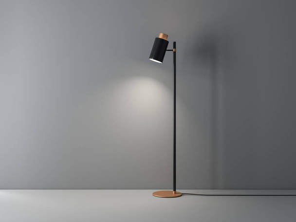 Modern Floor lamp mockup in empty gray room, 3d rendering - Φωτογραφία, εικόνα