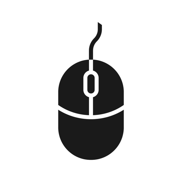 La silueta negra de un icono del ratón de la computadora está aislada sobre un fondo blanco. Ilustración vectorial, EPS 10. - Vector, imagen