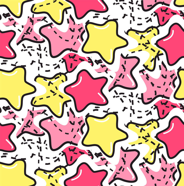 pink, yellow stars pattern - Vecteur, image