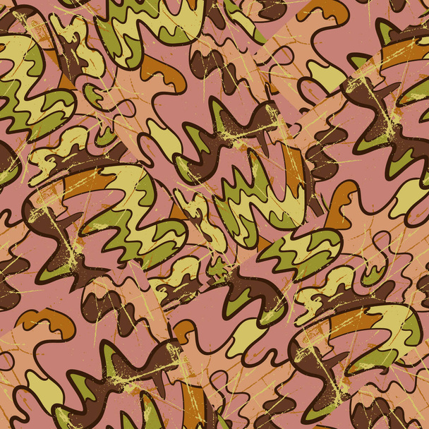 Płynny abstrakcyjny wzór rysunku dłoni z kształtami i plamami grunge - Wektor, obraz