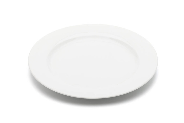 Side view white empty plate on white background. Clipping path included - Fotó, kép