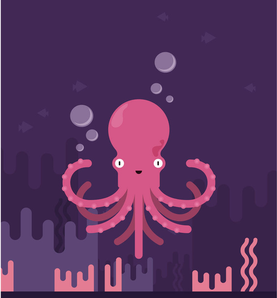vector illustration of a cute octopus - ベクター画像