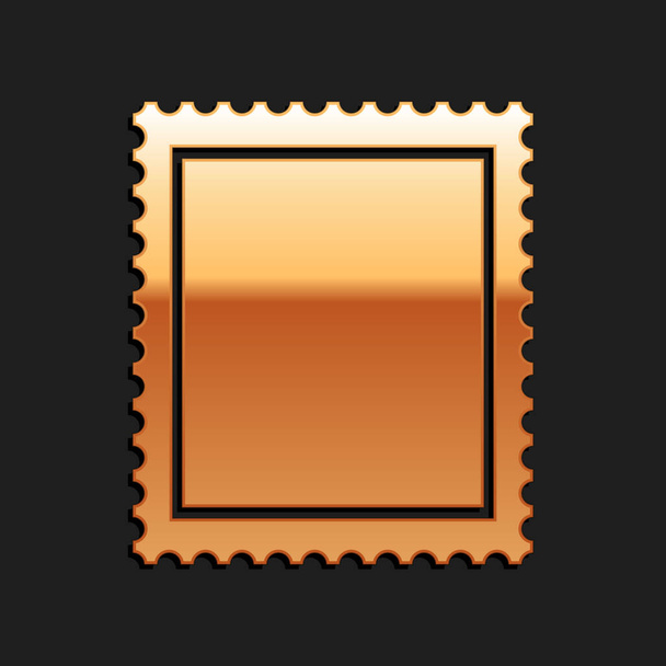 Icono de sello postal dorado aislado sobre fondo negro. Estilo de sombra larga. Vector. - Vector, imagen