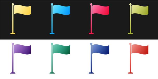 Set Flag icon isolated on black and white background. Location marker symbol.  Vector. - Vector, Image