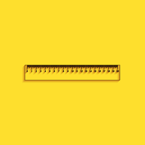 Black Ruler icon isolated on yellow background. Straightedge symbol. Long shadow style. Vector. - Vector, Image
