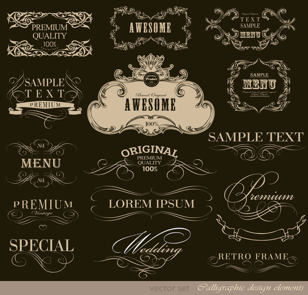 Calligraphic design elements - Vektori, kuva