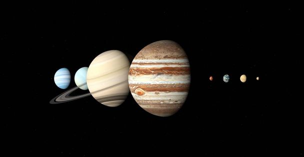 Güneş Sistemi 'nin 3D görüntüleme gezegenleri - Fotoğraf, Görsel