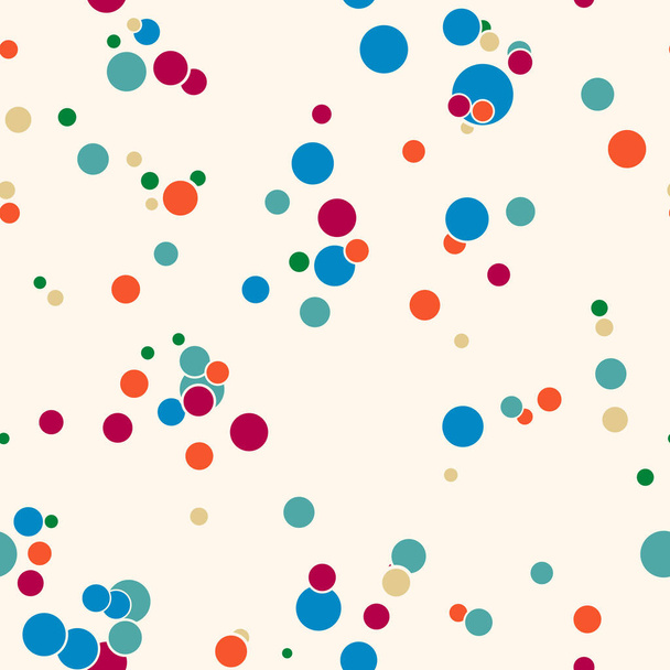 Abstract seamless pattern with colorful chaotic small circles. Infinity dotted messy geometric pattern. Random polka dot. Vector illustration.    - Vector, Image