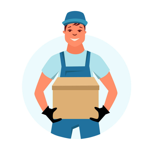 Vector stock illustration Courier with parcel - Vector, Image