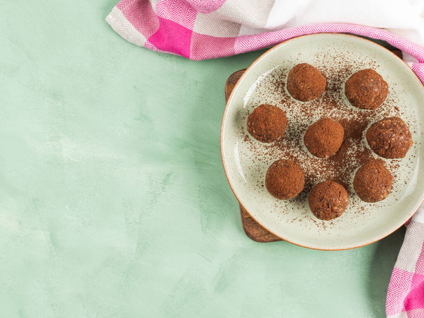 Protein energy balls with cocoa and seeds - Φωτογραφία, εικόνα