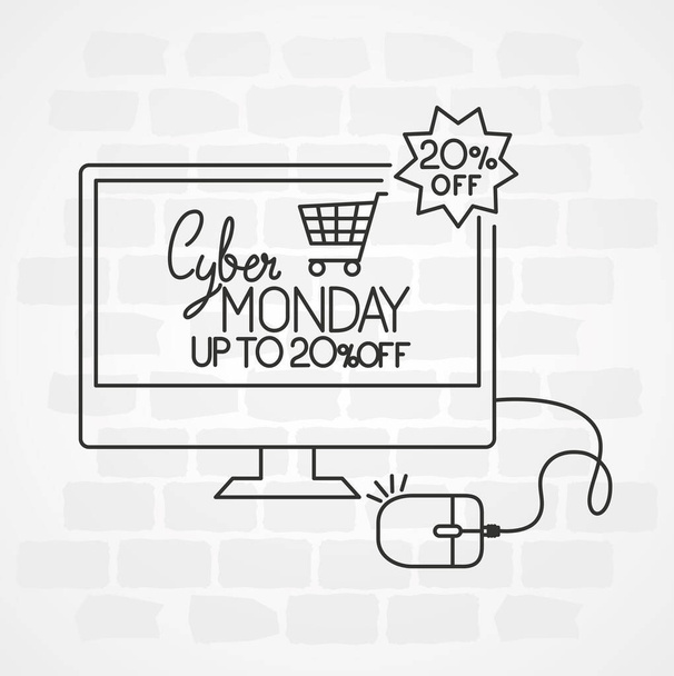 cyber maanantai ostoskorin tietokonevektorin suunnittelu - Vektori, kuva