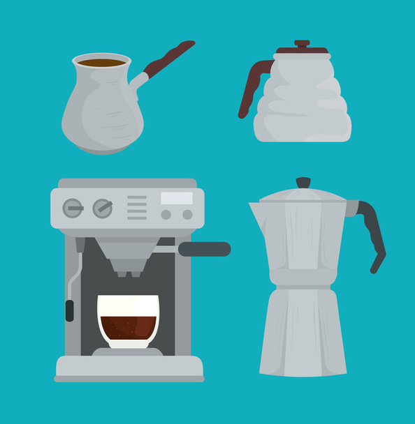 kávéfőzési módszerek beállított ikonok - Vektor, kép