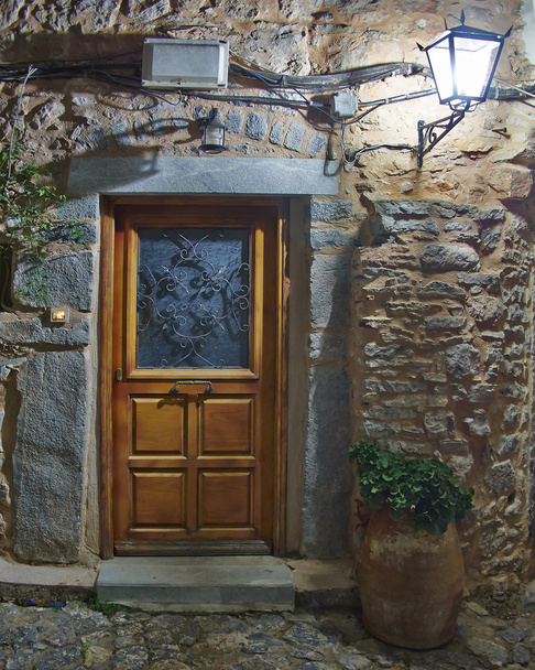 House entrance, night at Chios island, Greece - Fotoğraf, Görsel