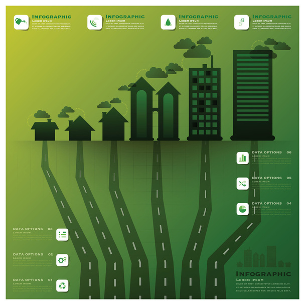 Pollution Tree And Root Infographic Design Template - Διάνυσμα, εικόνα