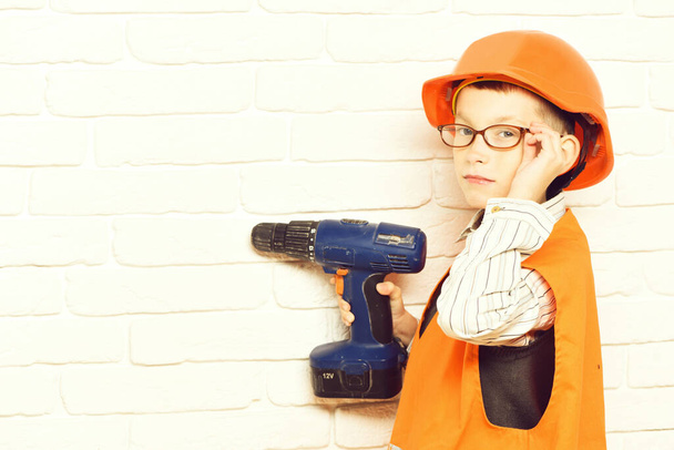 young cute builder boy - Foto, Imagen