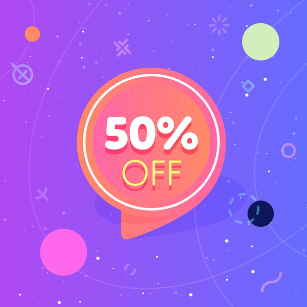 50% off discount sticker. Special offer sale red tag isolated vector illustration. Discount offer price label, symbol for advertising campaign in retail, sale promo marketing - Vektör, Görsel