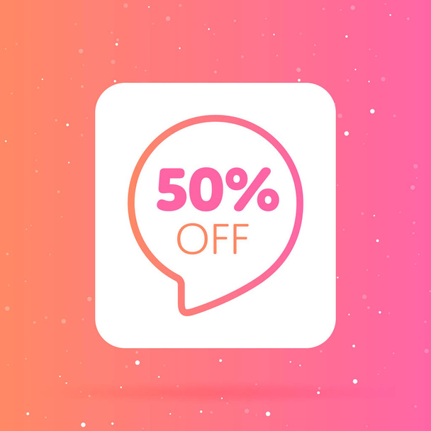 50% off discount sticker. Special offer sale red tag isolated vector illustration. Discount offer price label, symbol for advertising campaign in retail, sale promo marketing - Vektör, Görsel