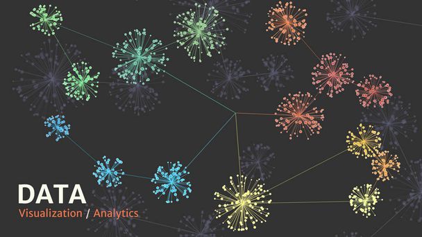 Visuelle Darstellung der Komplexität von Big Data. Visualisierung der Clusteranalyse. Fortschrittliche Analytik. Grafische abstrakte Hintergründe. Eps10 - Vektor, Bild