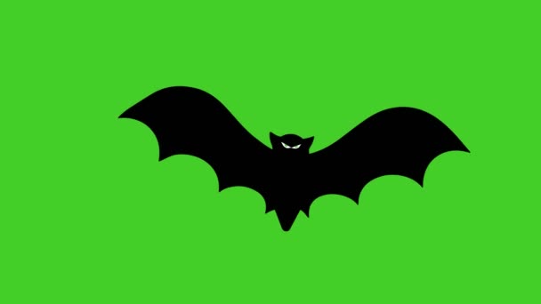 Halloween dessin animé volant chauves-souris animation sur un fond vert. 4K - Séquence, vidéo