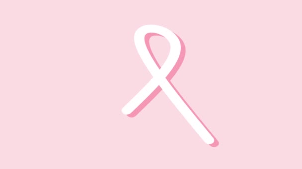 Logo del cáncer de mama. Cinta rosa conciencia del cáncer en el fondo negro, conciencia del cáncer. Logo de estilo moderno para las campañas de sensibilización del mes de octubre. Día Mundial de la Concienciación sobre el Cáncer de Mama - Imágenes, Vídeo