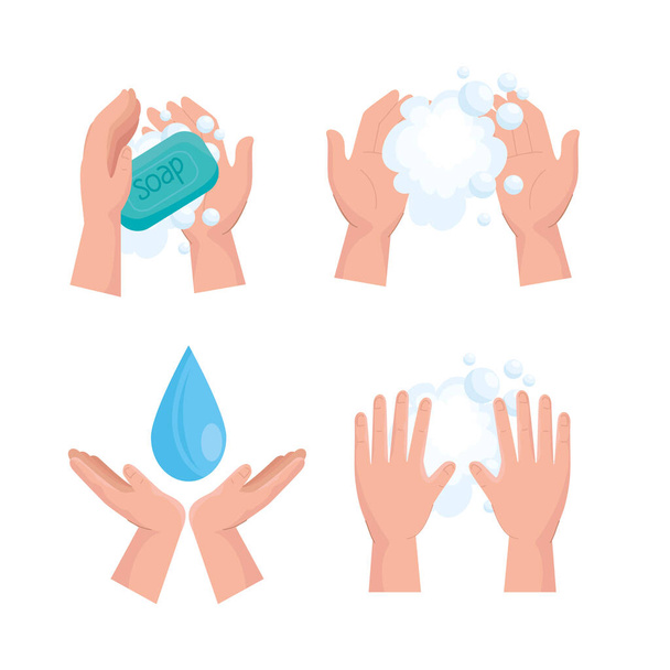 Global handswashing day set icônes conception vectorielle - Vecteur, image