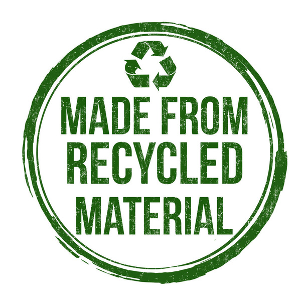 Hergestellt aus Recyclingmaterial Zeichen oder Stempel auf weißem Hintergrund, Vektorillustration - Vektor, Bild