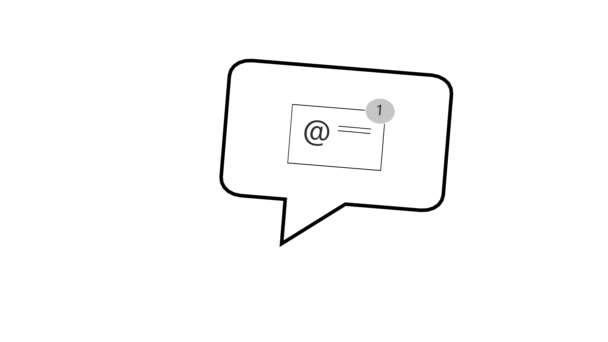 Usted ha recibido mensajes en el cuadro de correo electrónico / Animación de un icono de correo electrónico fresco con número de conteo - Imágenes, Vídeo