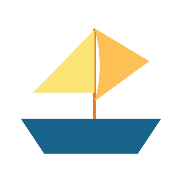zeilboot platte stijl icoon vector ontwerp - Vector, afbeelding