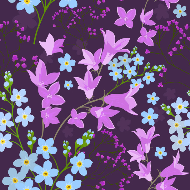 Forget-me-not is a seamless background. Vector illustration. - Vector, Image