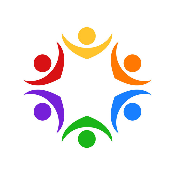 Teamwork people unity group, icon vector - Vector, Image