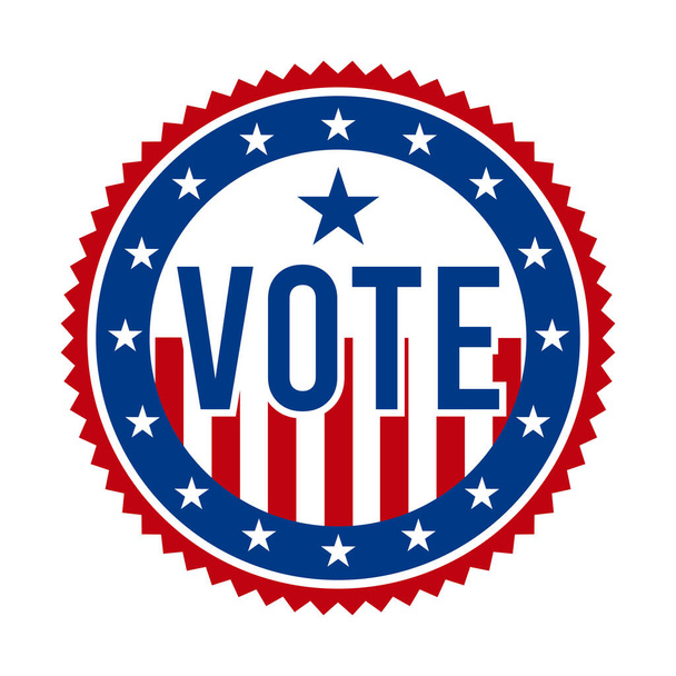 2020 Presidential Elections Vote Badge - Ηνωμένες Πολιτείες Αμερικής. ΗΠΑ Patriotic Stars and Stripes. Αμερικανική Δημοκρατική / Ρεπουμπλικανική Pin Υποστήριξη, Emblem, Σφραγίδα ή Κουμπί. 3 Νοεμβρίου - Διάνυσμα, εικόνα