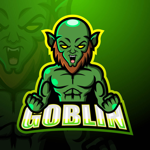 Illustration vectorielle de la mascotte de gobelin vert esport logo design - Vecteur, image
