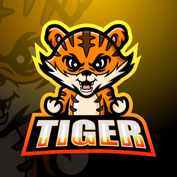 Векторная иллюстрация дизайна логотипа Tiger mascot esport - Вектор,изображение