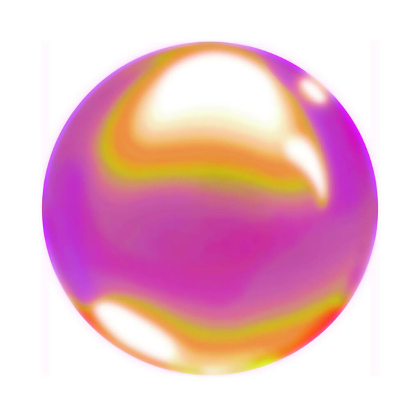 Rainbow rosa gradiente pastel rodada bola bolha de sabão de ar.Um círculo multicolorido isolado em um fundo branco.Mãe de pearl.Colored lua esfera. Renderização 3d. - Foto, Imagem