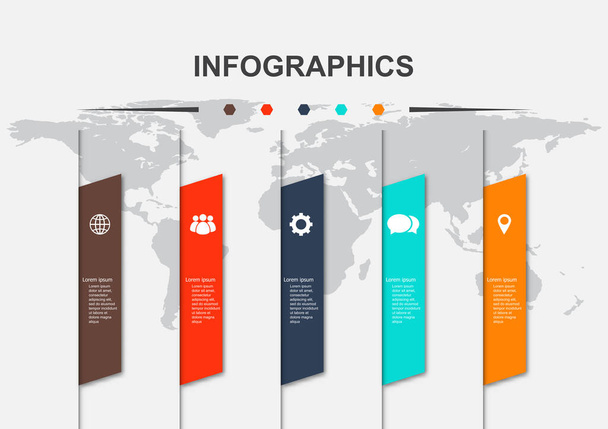 Infographic design template με 5 επιλογές, διάνυσμα αποθέματος - Διάνυσμα, εικόνα