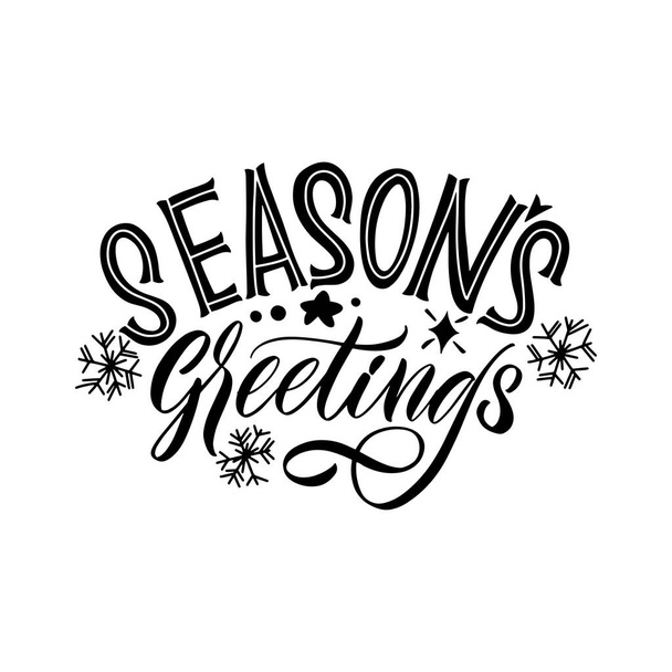 Seasons greetings. Merry Christmas. Great lettering for greeting cards, stickers, banners, prints and home interior decor. Xmas card. Happy new year 2021. - ベクター画像