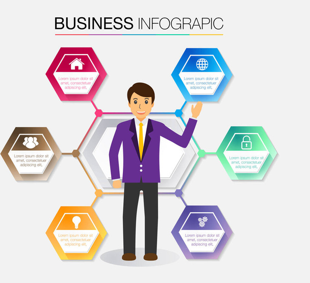 business infographics ontwerp met pictogrammen vector illustratie - Vector, afbeelding