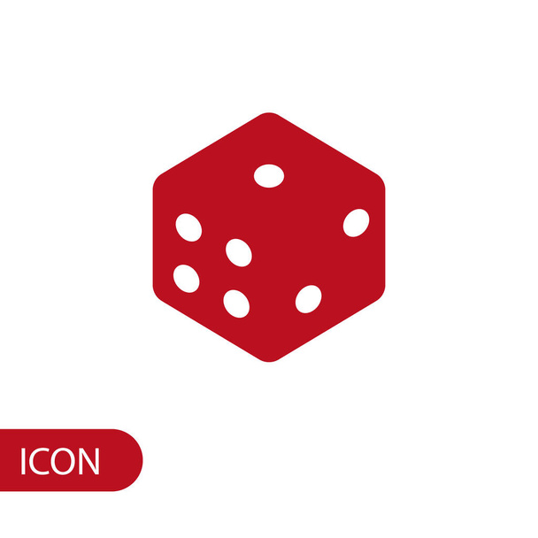 Dice cube, casino game. Black icon on white background - Vector, Image