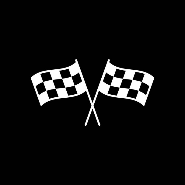 Tarkistettu kilpa lippu kuvake. Aloitan auto- ja motokilpa-ajon. Urheiluauto kilpailu voitto merkki - Vektori, kuva