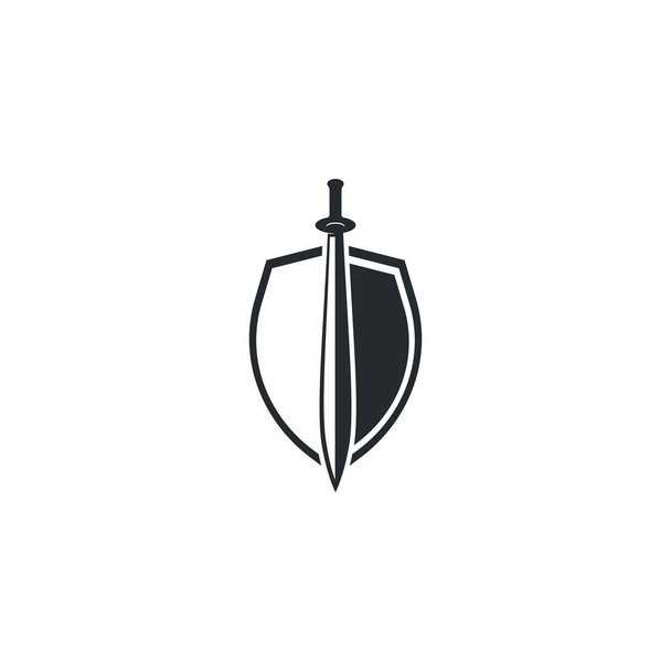 Kılıç logosu vektör illüstrasyon tasarımlı kalkan sembolü  - Vektör, Görsel
