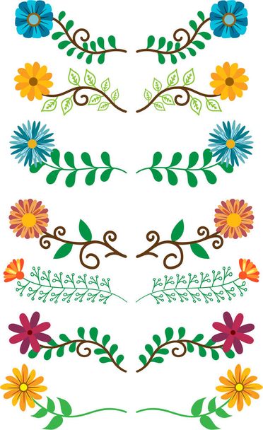 vector set of floral elements - Vetor, Imagem