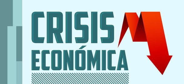 Kryzys ekonomiczny, kryzys gospodarczy Projekt wektora tekstu w Hiszpanii. - Wektor, obraz