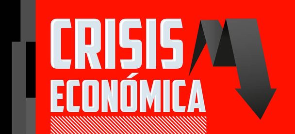 危機経済、経済危機スペイン語のテキストベクトルデザイン. - ベクター画像