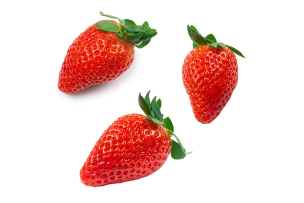 Strawberry. Fresh berries macro. Isolated on white.  - Photo, Image