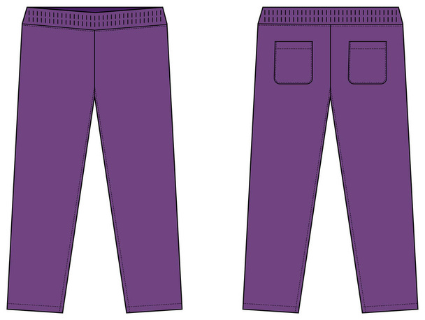 Casual παντελόνι φανέλα / sweat παντελόνι πρότυπο διανυσματική απεικόνιση / μωβ - Διάνυσμα, εικόνα